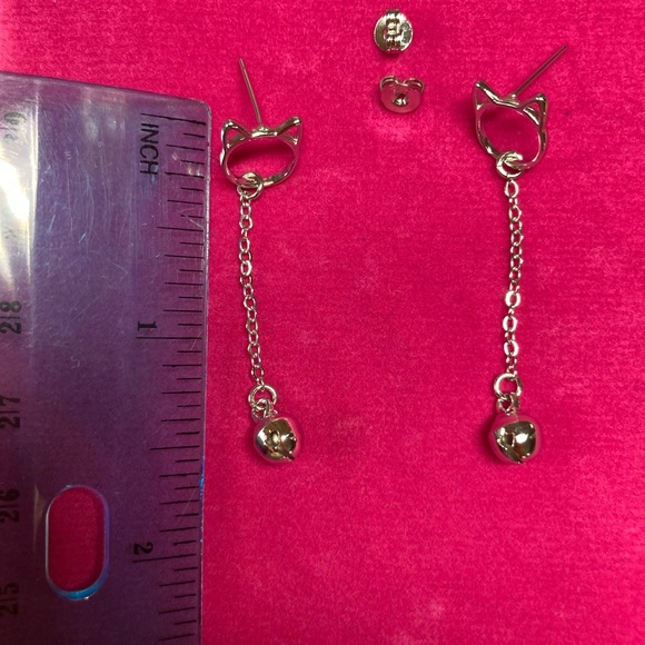 Cute Cat Sterling Silver Earrings - Picture 6 of 6